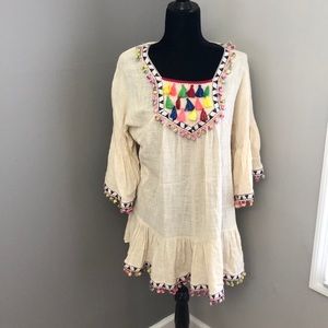 Mini Pom Pom Patterned Dress